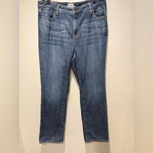 LL Bean Favorite Fit Flannel Lined Straight Leg Denim Blue Jeans Size 14